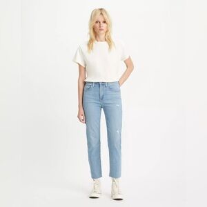 Levi's Wedgie Straight Jeans Women’s 28 Button Fly Medium Wash Vintage Ra Hem
